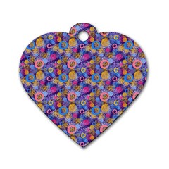 Multicolored Circles And Spots Dog Tag Heart (one Side) by SychEva