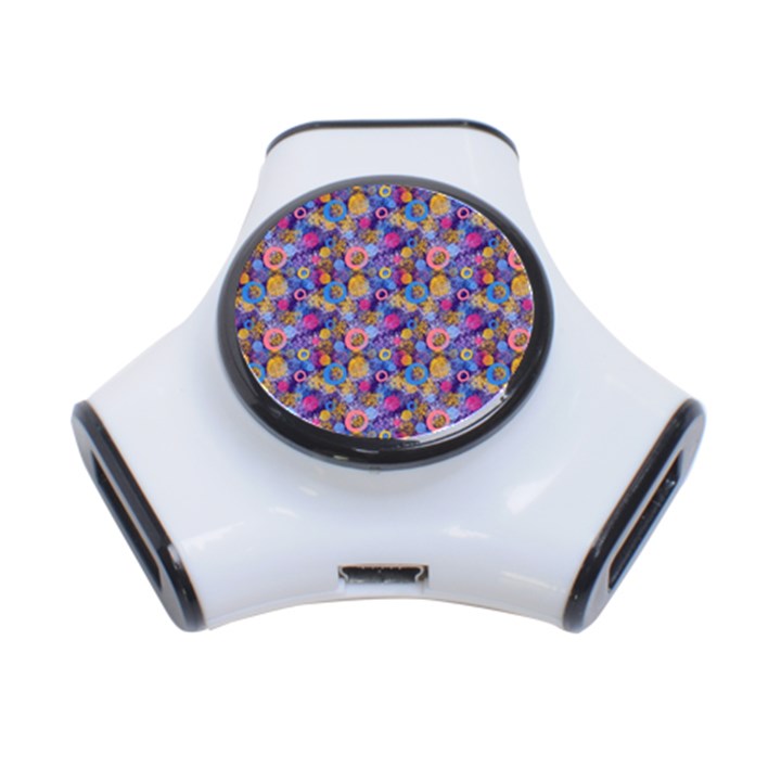 Multicolored Circles And Spots 3-Port USB Hub