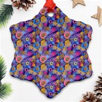 Multicolored Circles And Spots Snowflake Ornament (Two Sides) Front