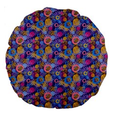 Multicolored Circles And Spots Large 18  Premium Round Cushions by SychEva