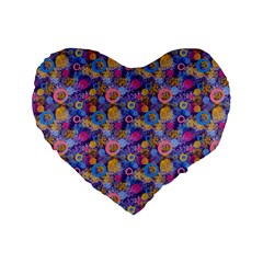 Multicolored Circles And Spots Standard 16  Premium Heart Shape Cushions by SychEva