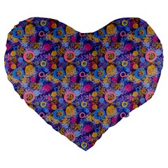 Multicolored Circles And Spots Large 19  Premium Heart Shape Cushions by SychEva