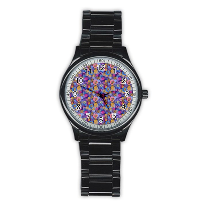 Multicolored Circles And Spots Stainless Steel Round Watch