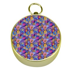 Multicolored Circles And Spots Gold Compasses by SychEva