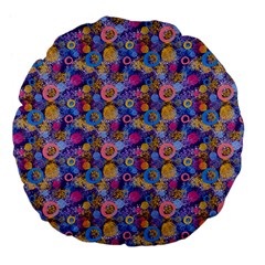 Multicolored Circles And Spots Large 18  Premium Flano Round Cushions by SychEva