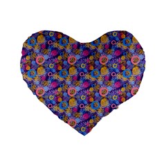 Multicolored Circles And Spots Standard 16  Premium Flano Heart Shape Cushions by SychEva