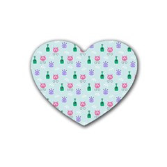 Funny Monsters Aliens Rubber Coaster (heart)  by SychEva