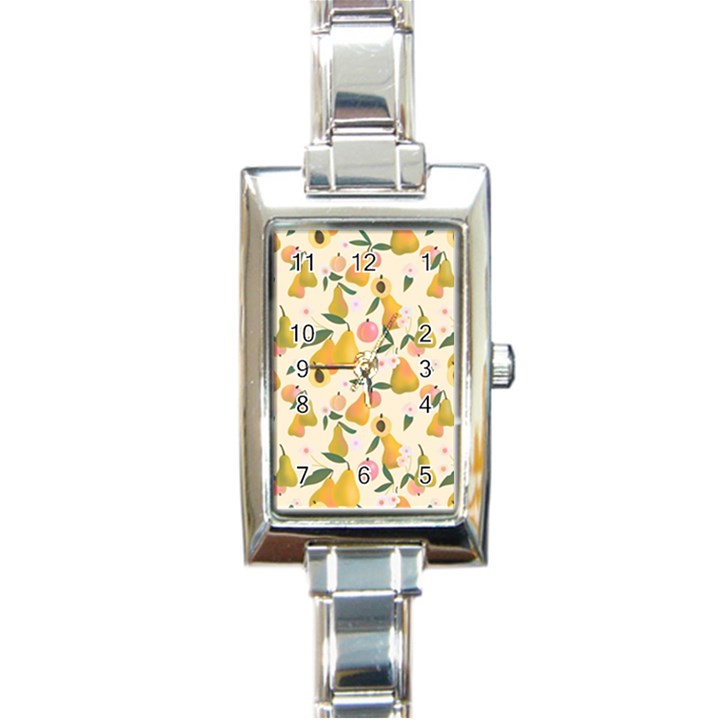 Yellow Juicy Pears And Apricots Rectangle Italian Charm Watch