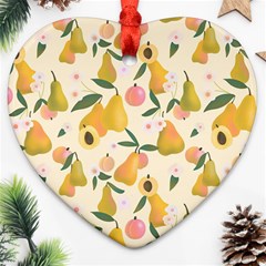 Yellow Juicy Pears And Apricots Ornament (heart) by SychEva