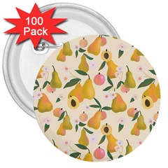 Yellow Juicy Pears And Apricots 3  Buttons (100 Pack)  by SychEva