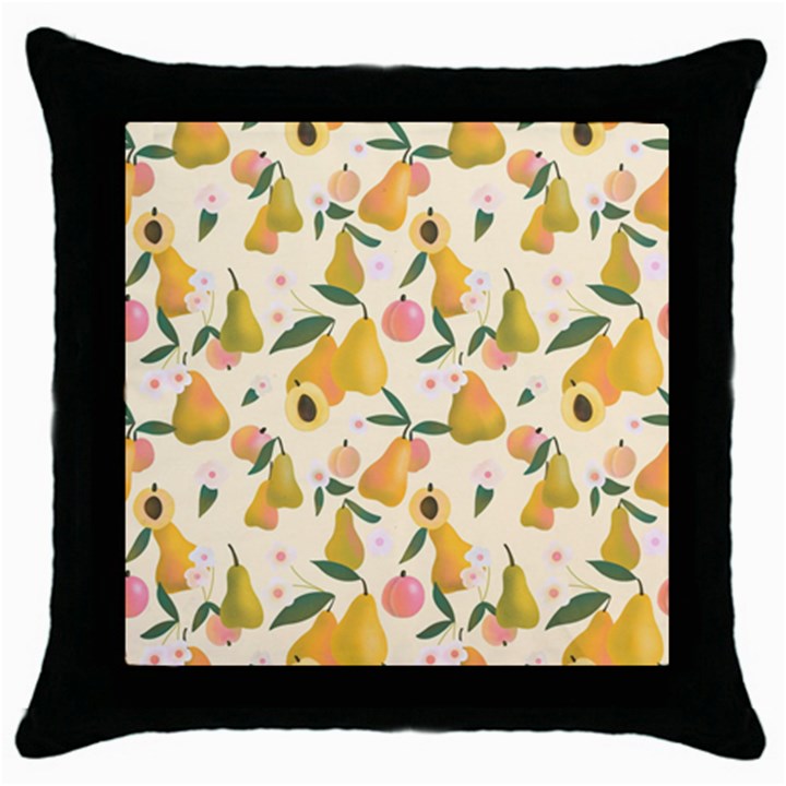 Yellow Juicy Pears And Apricots Throw Pillow Case (Black)