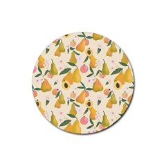 Yellow Juicy Pears And Apricots Rubber Round Coaster (4 Pack)  by SychEva