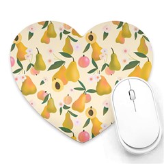 Yellow Juicy Pears And Apricots Heart Mousepads by SychEva