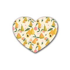 Yellow Juicy Pears And Apricots Rubber Coaster (heart)  by SychEva