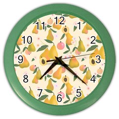 Yellow Juicy Pears And Apricots Color Wall Clock by SychEva