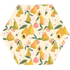 Yellow Juicy Pears And Apricots Wooden Puzzle Hexagon by SychEva