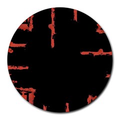 Red And Black Abstract Grunge Print Round Mousepads