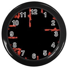 Red And Black Abstract Grunge Print Wall Clock (black)