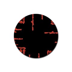 Red And Black Abstract Grunge Print Rubber Round Coaster (4 Pack) 