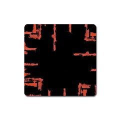 Red And Black Abstract Grunge Print Square Magnet by dflcprintsclothing