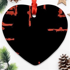 Red And Black Abstract Grunge Print Heart Ornament (two Sides) by dflcprintsclothing