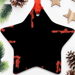 Red And Black Abstract Grunge Print Star Ornament (two Sides)