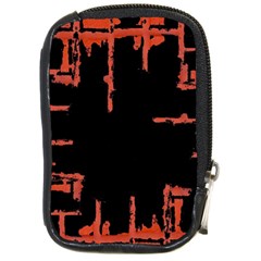 Red And Black Abstract Grunge Print Compact Camera Leather Case