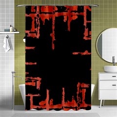 Red And Black Abstract Grunge Print Shower Curtain 48  X 72  (small) 