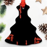 Red And Black Abstract Grunge Print Ornament (Christmas Tree)  Front