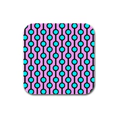 A Chain Of Blue Circles Rubber Square Coaster (4 Pack)  by SychEva