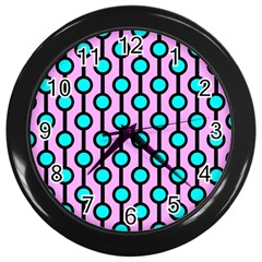 A Chain Of Blue Circles Wall Clock (black) by SychEva