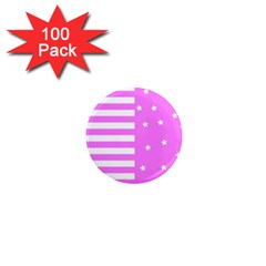 Saturated Pink Lines And Stars Pattern, Geometric Theme 1  Mini Magnets (100 Pack)  by Casemiro