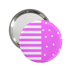 Saturated Pink Lines And Stars Pattern, Geometric Theme 2 25  Handbag Mirrors by Casemiro