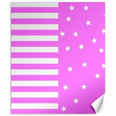 Saturated Pink Lines And Stars Pattern, Geometric Theme Canvas 8  X 10  by Casemiro