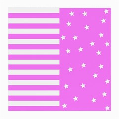 Saturated Pink Lines And Stars Pattern, Geometric Theme Medium Glasses Cloth (2 Sides) by Casemiro