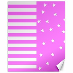 Saturated Pink Lines And Stars Pattern, Geometric Theme Canvas 11  X 14  by Casemiro