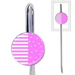 Saturated Pink Lines And Stars Pattern, Geometric Theme Book Mark by Casemiro