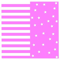 Saturated Pink Lines And Stars Pattern, Geometric Theme Wooden Puzzle Square by Casemiro