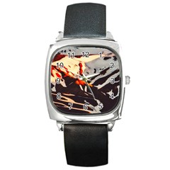 Iceland-landscape-mountains-snow Square Metal Watch by Amaryn4rt