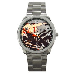 Iceland-landscape-mountains-snow Sport Metal Watch by Amaryn4rt