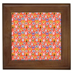 Cute Faces Of Dogs And Cats With Glasses Framed Tile