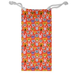 Cute Faces Of Dogs And Cats With Glasses Jewelry Bag by SychEva