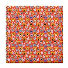 Cute Faces Of Dogs And Cats With Glasses Face Towel by SychEva