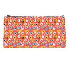 Cute Faces Of Dogs And Cats With Glasses Pencil Case by SychEva