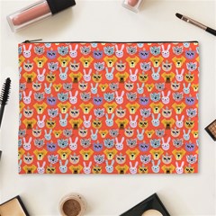 Cute Faces Of Dogs And Cats With Glasses Cosmetic Bag (XL)