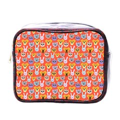 Cute Faces Of Dogs And Cats With Glasses Mini Toiletries Bag (One Side)