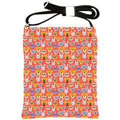 Cute Faces Of Dogs And Cats With Glasses Shoulder Sling Bag