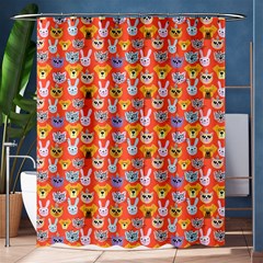 Cute Faces Of Dogs And Cats With Glasses Shower Curtain 60  X 72  (medium)  by SychEva