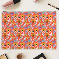 Cute Faces Of Dogs And Cats With Glasses Cosmetic Bag (XXL)