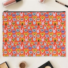 Cute Faces Of Dogs And Cats With Glasses Cosmetic Bag (XXXL)